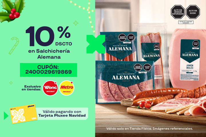 10% DSCTO SALCHICHERÍA ALEMANA CUPÓN: 2400029619869                                                                    